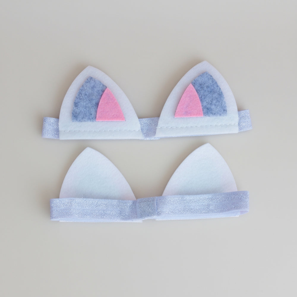 4 white pink cat ears headband - Pooka Party