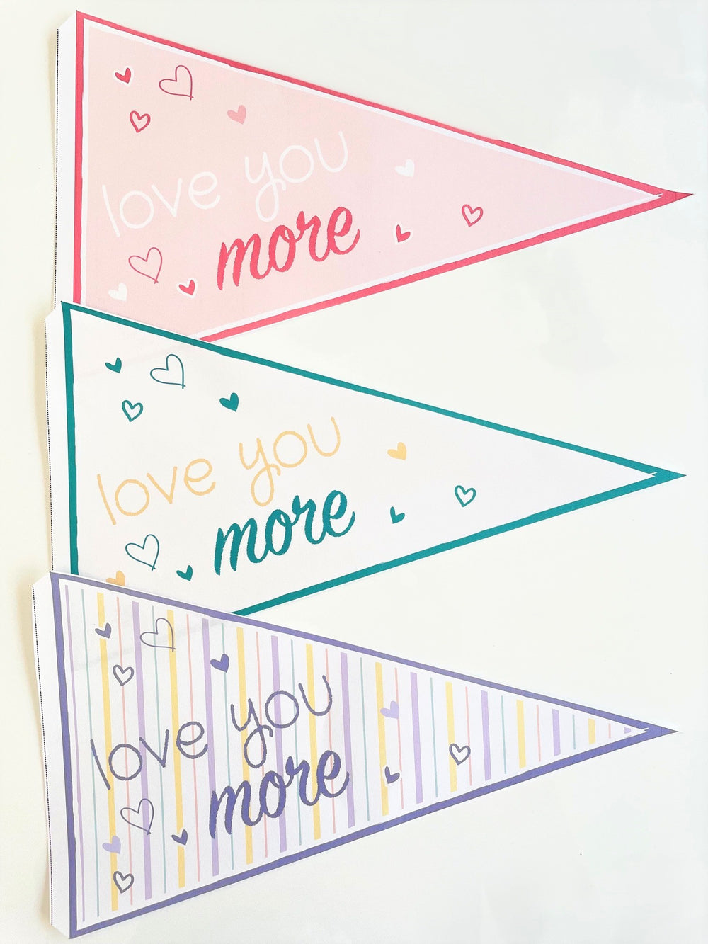 Valentines Day "Love you more" Lollipop Covers & Pennant Flag