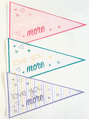 Valentines Day "Love you more" Lollipop Covers & Pennant Flag