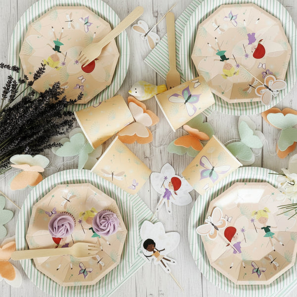 Fairy party tableware set with plates cups and napkins in pastel colors – Cherrysh Party