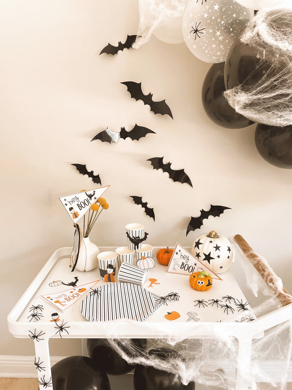 Cute Dracula Mummy Pumpkin Halloween Pennant Flag & Cutout Printables - Pooka Party