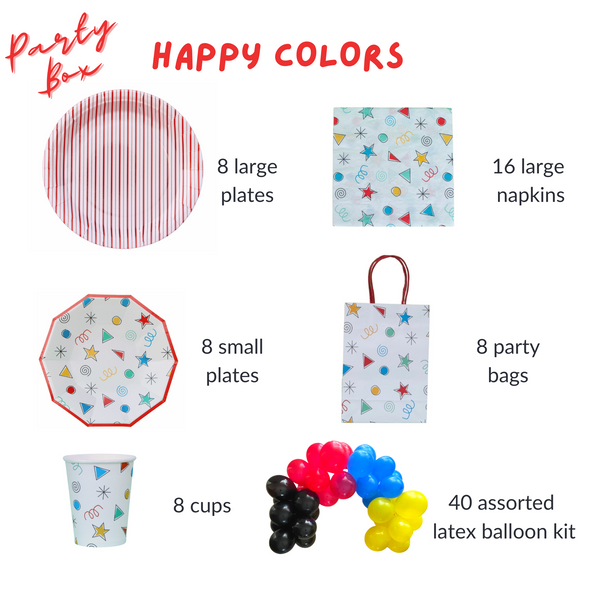 Happy Colors Party Supplies in a Box - Pooka Party