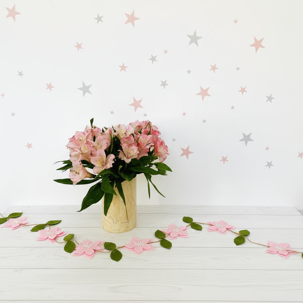 Stars Reusable Wall Decal - Pink & Grey (66 Pcs) - Pooka Party