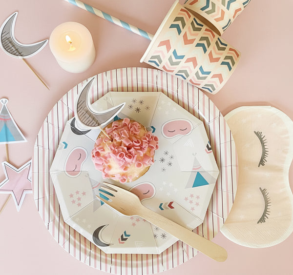 Pink Fine Stripes Plates (Set of 8) - Pooka Party