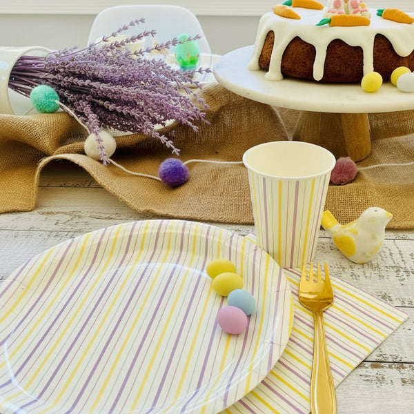 Multicolor Fine Stripes Plates (Set of 8) - Pooka Party