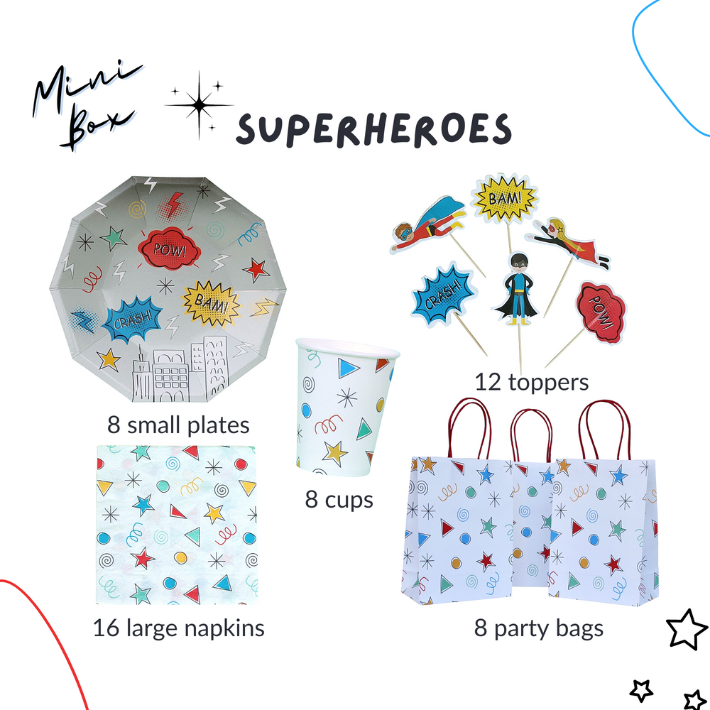 Superhero Party Supplies in a Box - Pooka Party