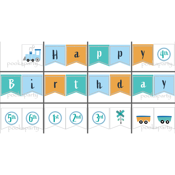 Steam Train Banner Free Printable - Pooka Party