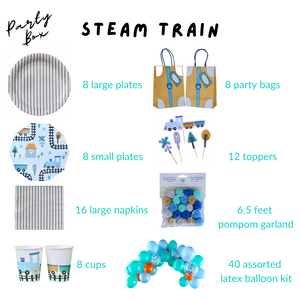 Steam Train Party Supplies in a Box - Pooka Party